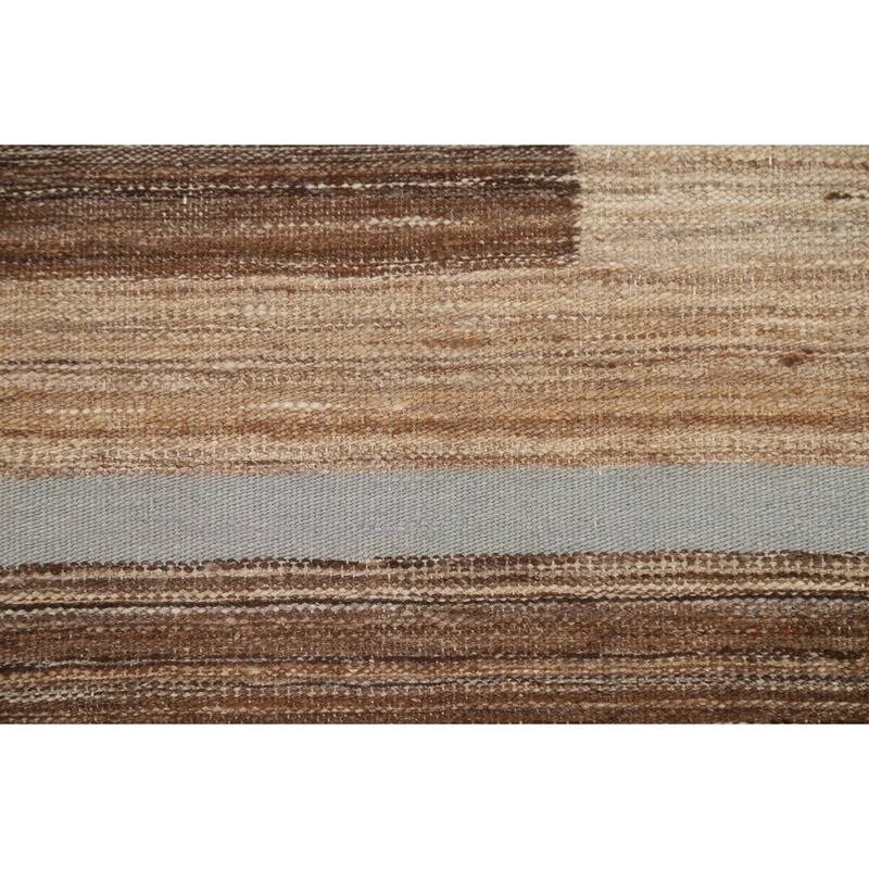 Striped Kilim Modern Runner Rug Flat-weave Wool Carpet - 2'7" x 7'0"