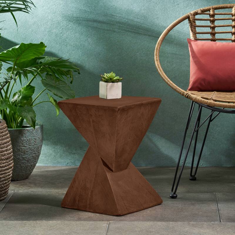Anmytek Dark Brown Geometric Accent Table,Stylish Cent Table Compatible with Living Room, Bedroom, or Office