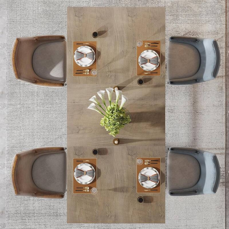 63" Rectangular Dining Table, Modern Kitchen Table with Faux Marble Top for Dining Room