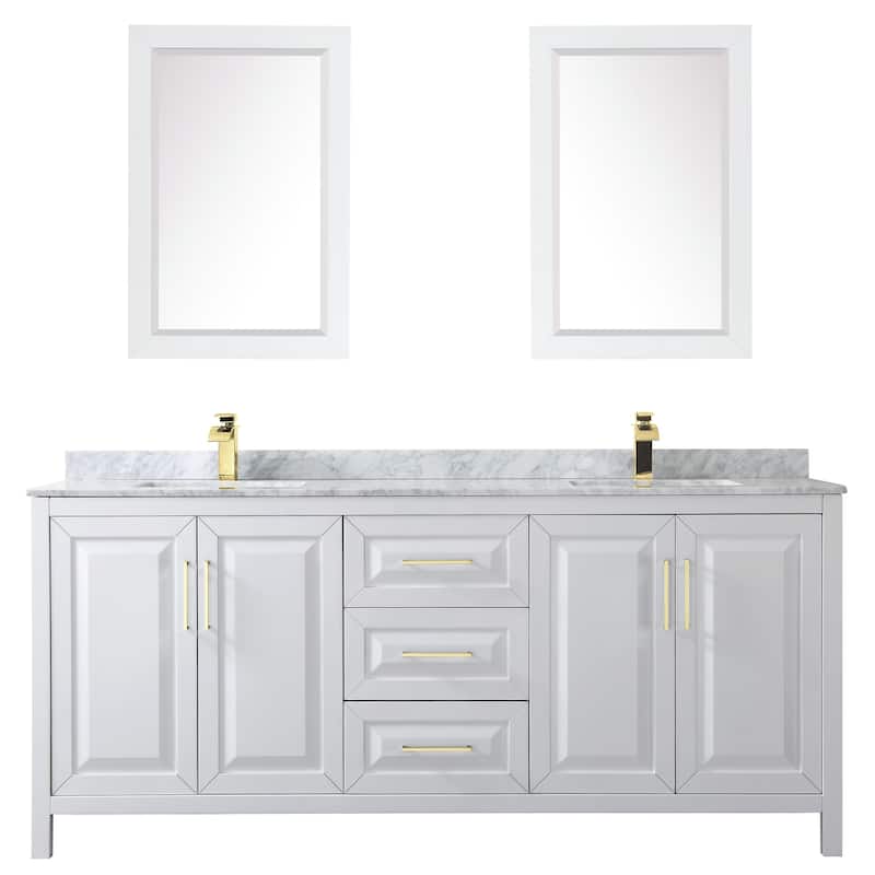 Daria 80-inch Double Vanity, Marble Top, 24-inch Mirrors