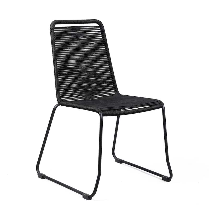 Set of Two 23" Black Metal Outdoor Dining Chair
