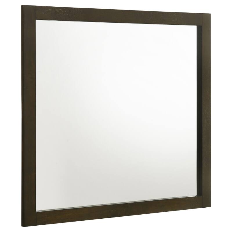 Wlly Dresser Mirror with Wide Frame, 39 Inch Dark Brown Hardwood - Dark Cocoa Brown