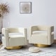 preview thumbnail 110 of 114, HULALA HOME Carisa Modern Upholstered Swivel Open-Back Barrel Chair with Golden Base Set of 2 - IVORY