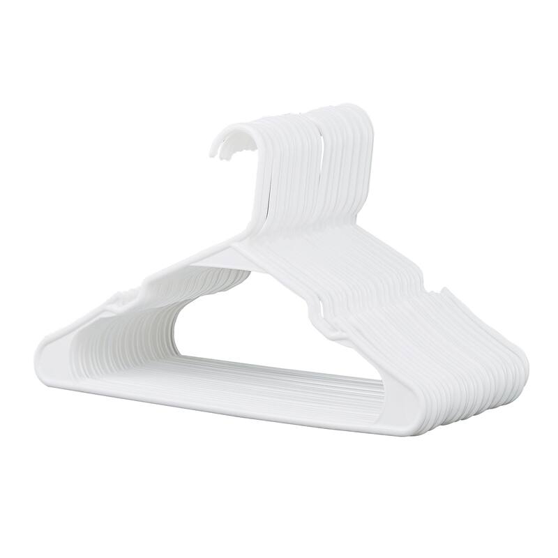 Javlergo 25/50 Pack Plastic Hanger, Space Saving Sturdy Heavy Duty Clothing Notched Hangers - 25 Pack - White