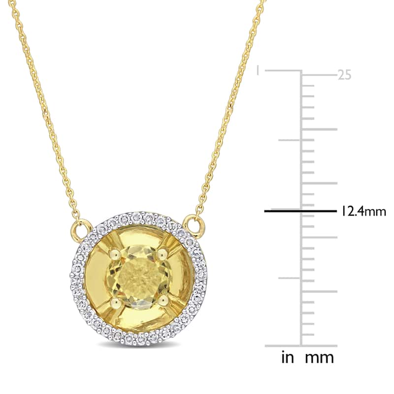 Miadora Citrine and 1/6ct TDW Diamond Halo Station Necklace in 10k Yellow Gold
