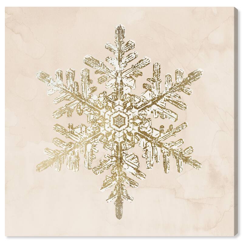 Wynwood Studio Canvas Holiday and Seasonal Golden Snowflake Gold and Metallic Gold Glam Wall Art Canvas Print