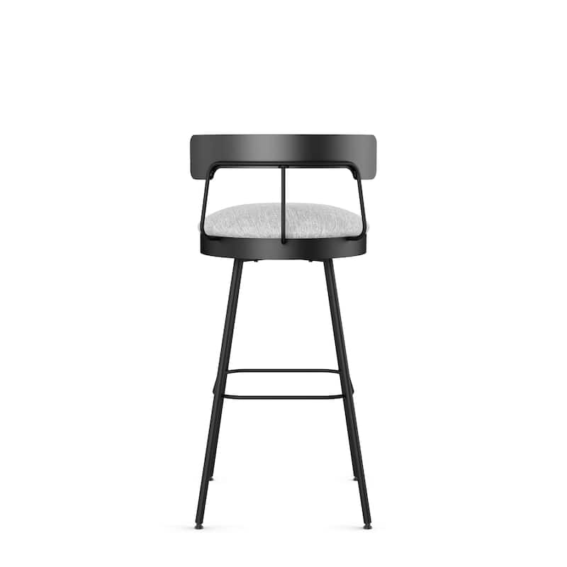 Amisco Monza Swivel Counter and Bar Stool - Grey White Polyester / Black Metal - Counter Height