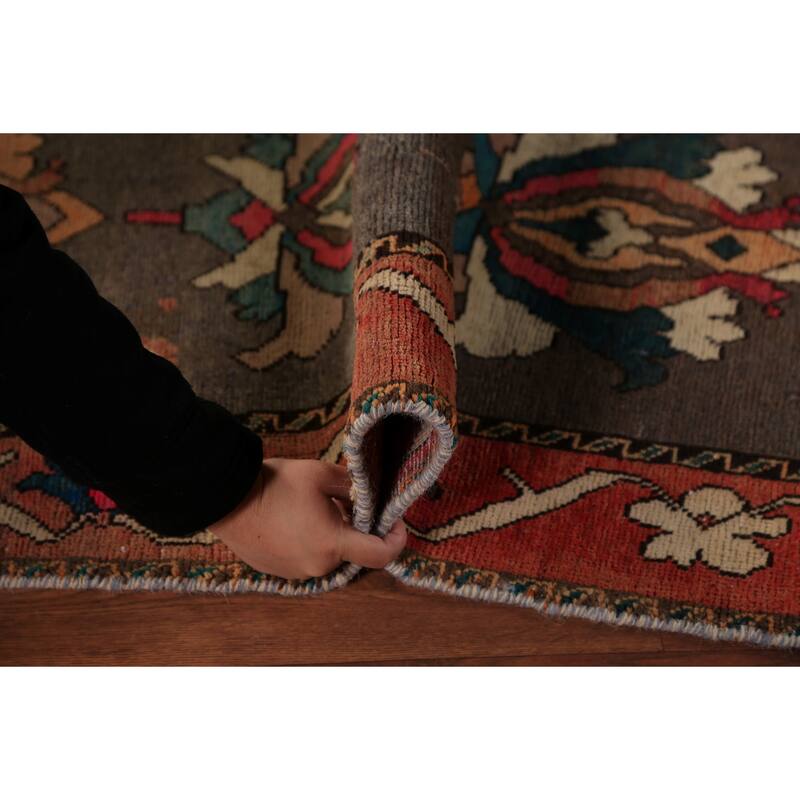 All-Over Brown Floral Gabbeh Persian Area Rug Hand-Knotted Wool Carpet - 5'2"x 9'0"