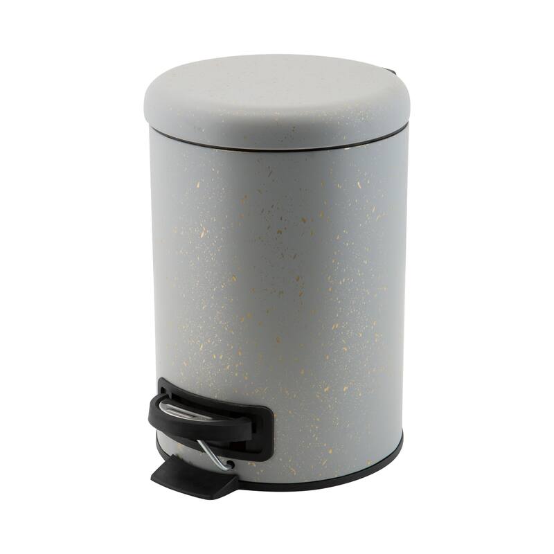 Elle Décor Speckled Design 3 Liter Step Bin with Lid Trash Can in Grey - 8.7"x 6.7"x 9.8"