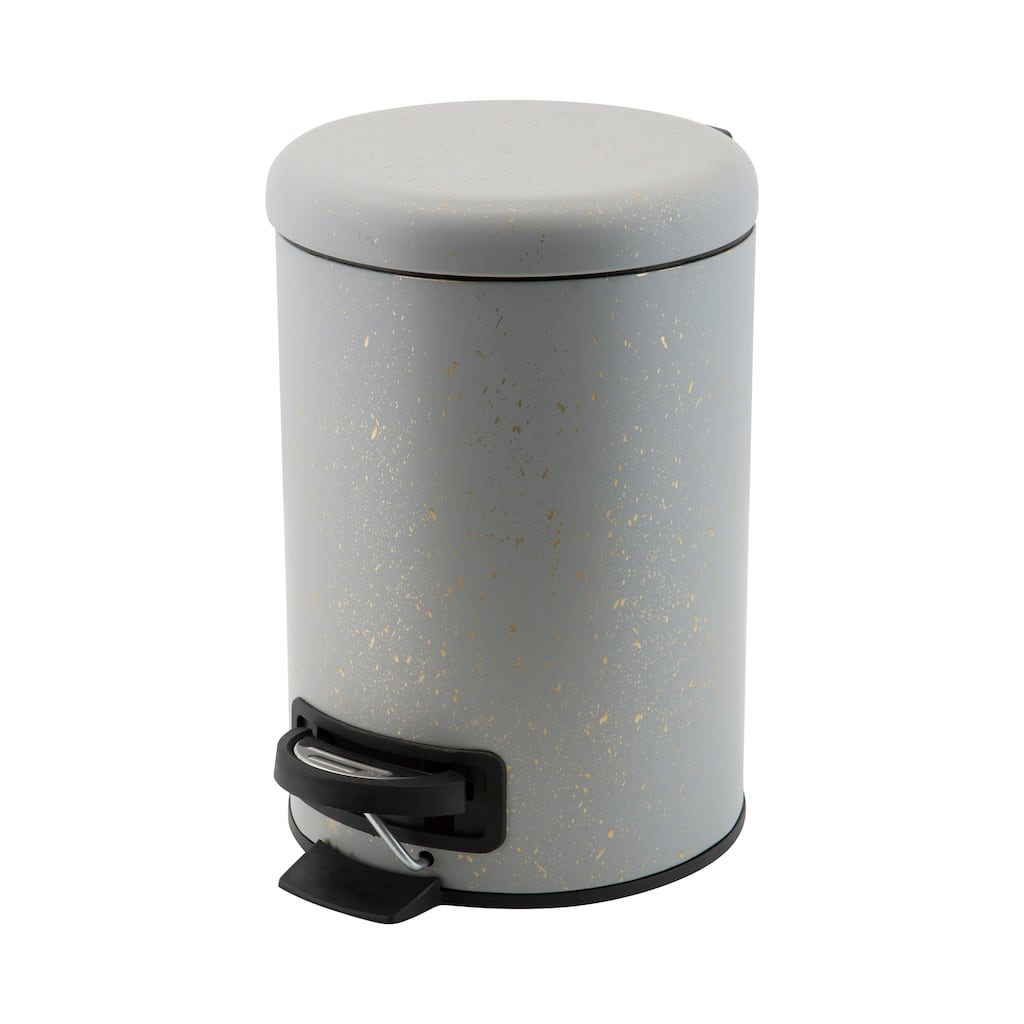 Elle Décor Speckled Design 3 Liter Step Bin with Lid Trash Can in Grey - 8.7"x 6.7"x 9.8"