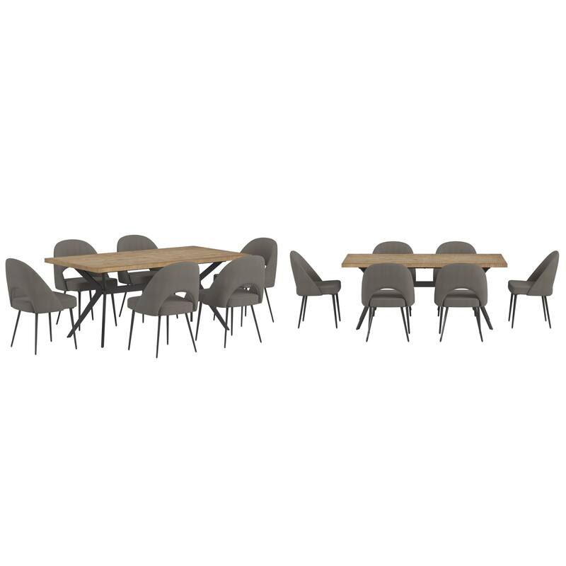 Vaduz Wood Finish Dining Table with Upholstered Chairs Set - 7-Piece Sets - Grey