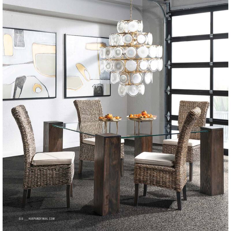 Harp & Finial Coraline 16-light Gold Chandelier with Frosted Glass Disk