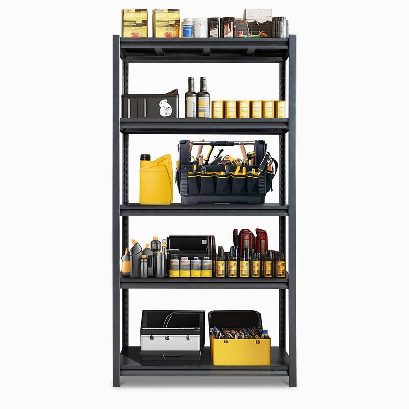 72" H 5-Tier Adjustable Garage Shelves Heavy Duty Storage Unit - Black