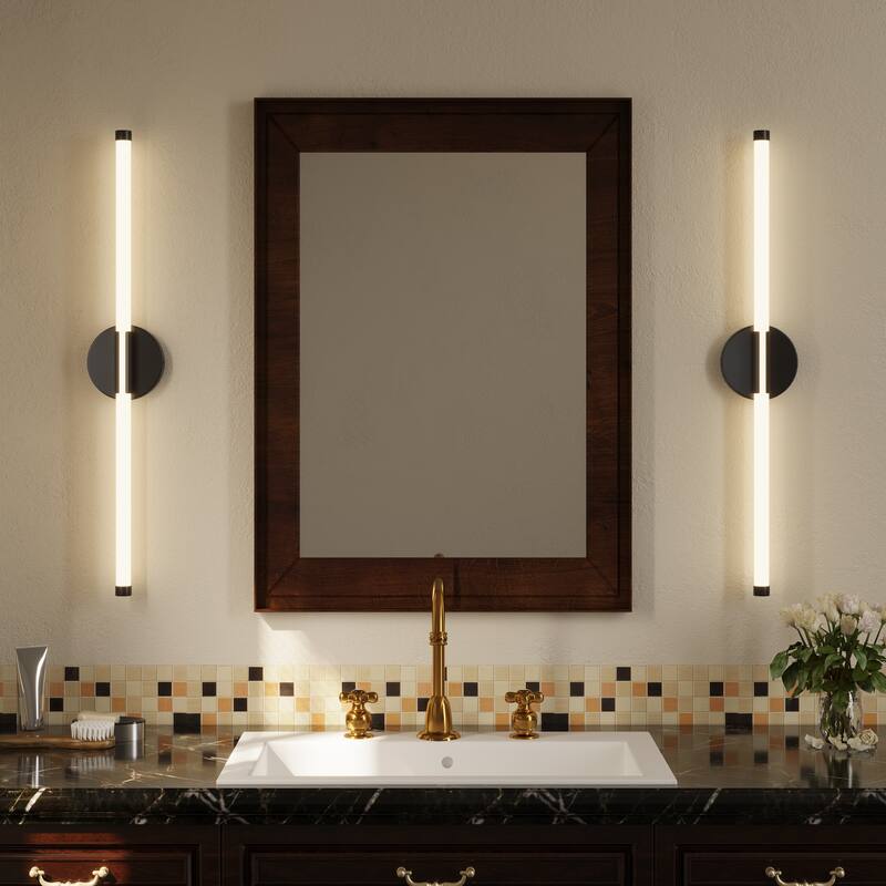 2 Pack Modern 1-Light LED Bathroom Vanity Light Fixtures - Black