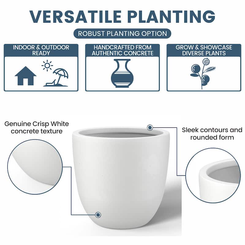 Tall Concrete Round Plant Pots / Large Indoor and Outdoor flower Planters