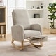 preview thumbnail 42 of 59, Mid-Century Modern Nursery Rocking Armchair Glider Rocker With Retractable Footrest For Living Room Light Gray/Natural leg