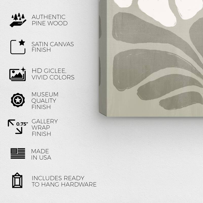 Wynwood Studio Canvas Floral and Botanical Minimalist Floral Cream White and Farmhouse Wall Art Canvas Print