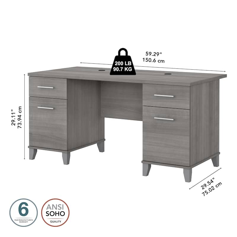 Bush Furniture Somerset 60W Office Computer Desk with Drawers