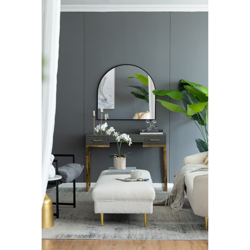 33" x 31" Arched Wall Decor Accent Mirror with Iron Frame