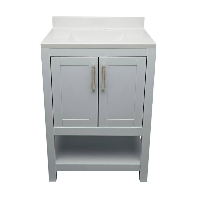 Taos 25" Bathroom Vanity with Cultured Marble Vanity Top Sink in White with White Basin