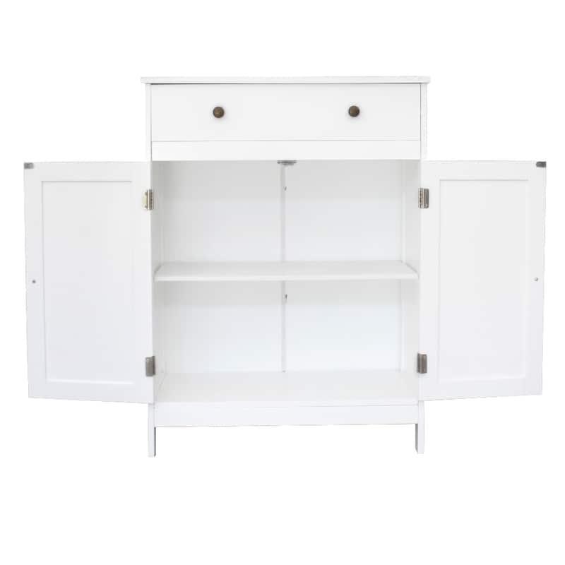 White MDF Double-Door Cabinet with Adjustable Shelf and Bronze Handles - 23.63 x 11.82 x 31.50