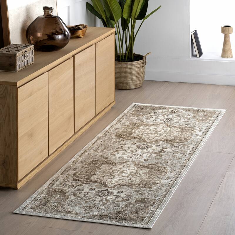 Nuloom Cady SpinClean Machine Washable Transitional Area Rug - 2'6" x 8' Runner - Light Brown - Runner