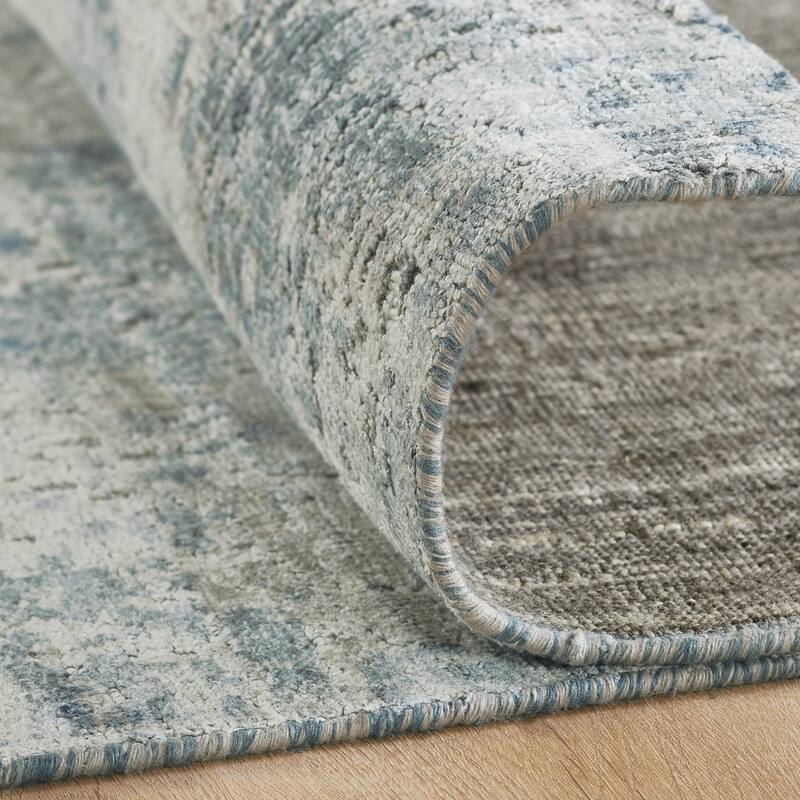Urban Distress Abstract Blue Handmade Area Rug