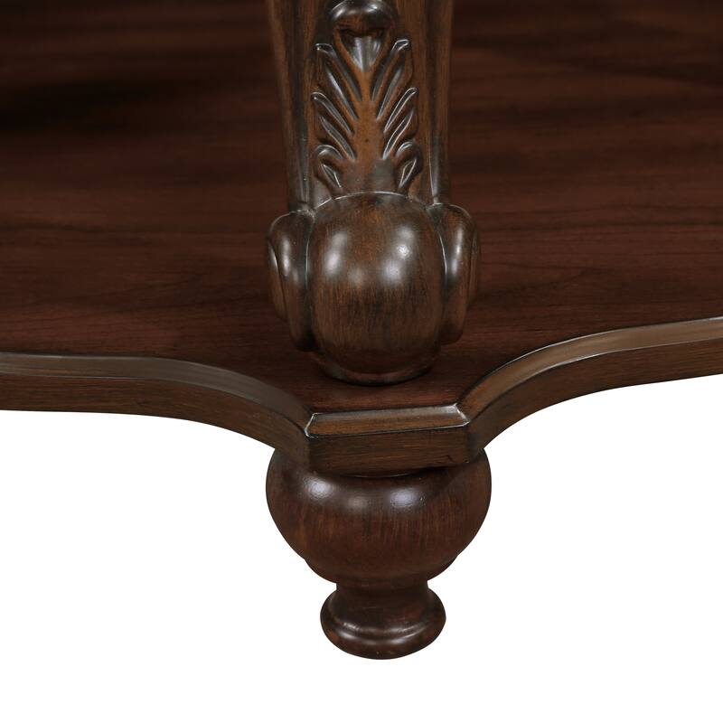 42" Oval Wood Coffee Table for Living Room,2-Tier Solid Wood Cocktail Table with Open Storage Shelf, Easy Assembly