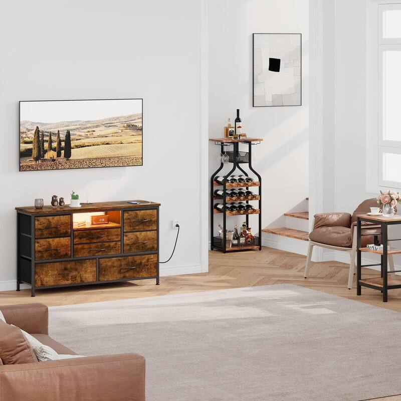 8 Dresser TV Stand with Power Outlet & LED for 55'' TV