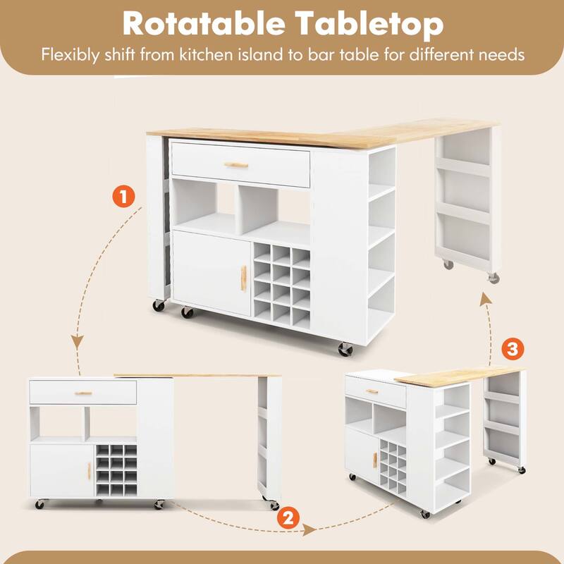 Costway Reversible Folding Kitchen Island Cart Utility Storage Trolley - See Details