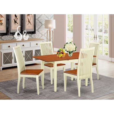 HomeStock 5-Pc Buttermilk and Cherry Solid Wood Top - Dining Room Set - Seats 4