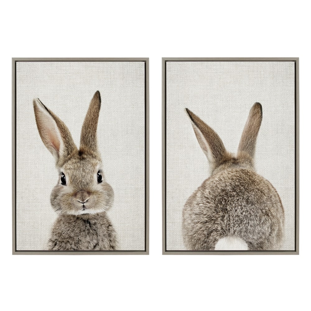 Kate and Laurel Sylvie Bunny Portrait Canvas Art Set by Amy Peterson