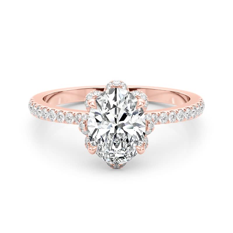 Auriya 14k Rose Gold Lab Grown Oval Diamond Halo Engagement Ring 0.50 to 5.00 ct. tw. (F-G VS)