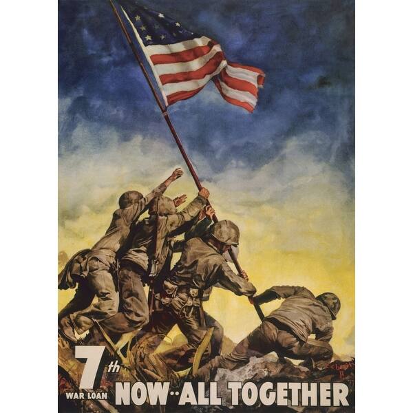 Shop Now All Together 7th War Loan Poster Showing Us Marines Flag