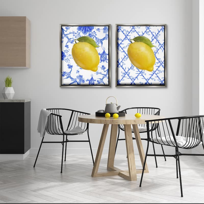 Stupell Classic Chinoiserie Lemons Framed Floater Canvas Wall Art Design By Matthew Piotrowicz (Set of 2)