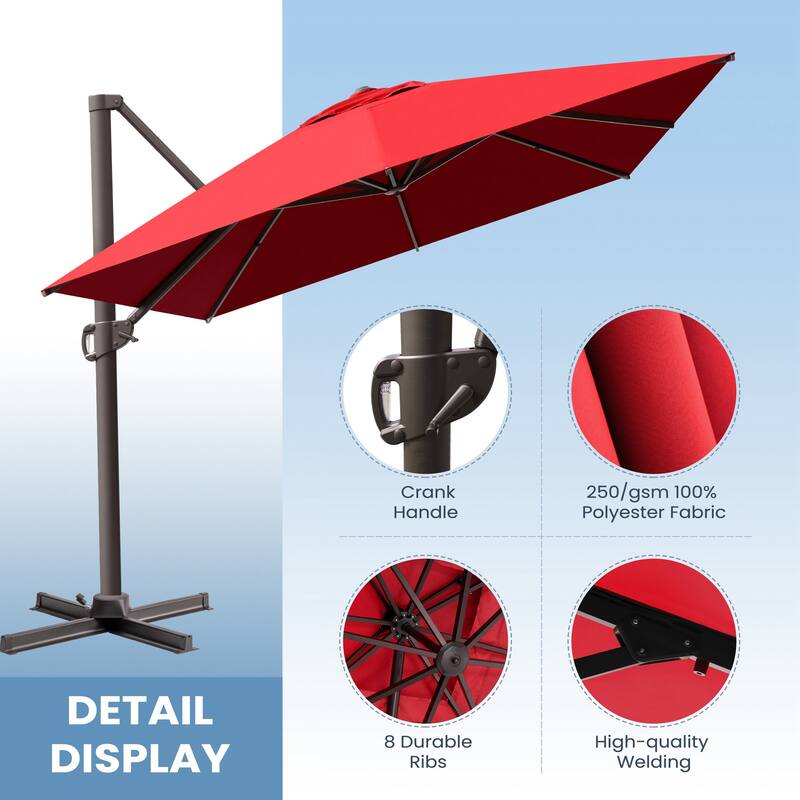 Outdoor 10x12.5 FT Patio Cantilever Umbrella with Weighted Base