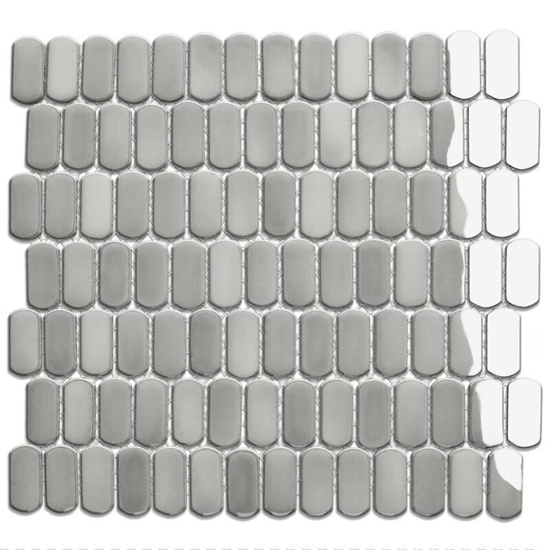 Merola Tile Hudson Capsule Grey Eye 12-1/4" x 13-1/8" Porcelain Mosaic Floor and Wall Tile