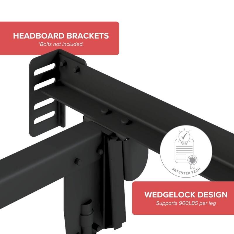Heavy Duty Multi-Fit Bed Frame - Twin, Full, Queen, King, Cal King - Universal Rail Design