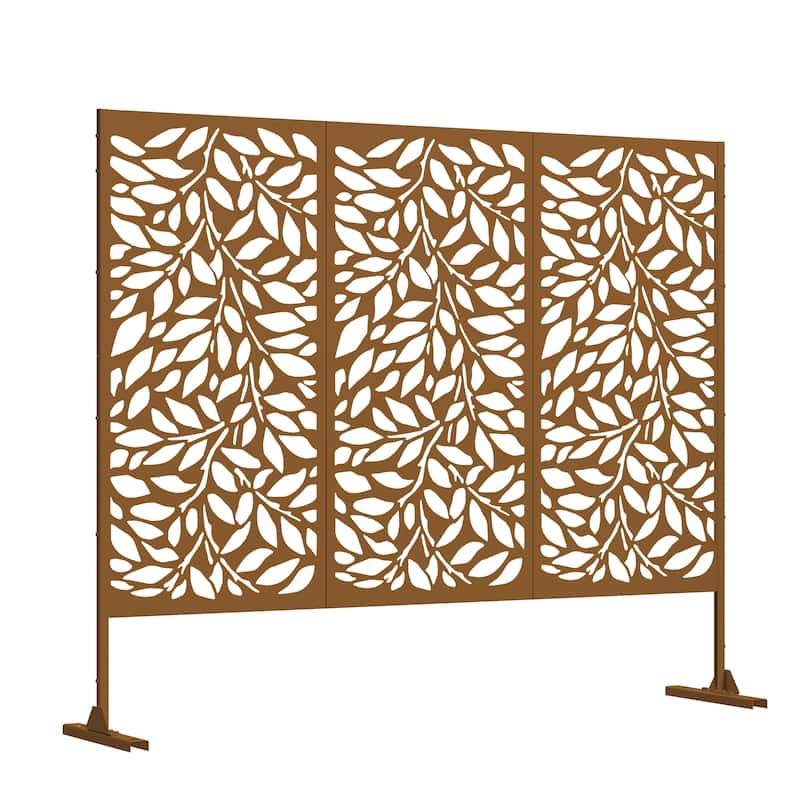 Lirago Metal Privacy Screen Wall Decoration Free Standing-6.3 ft. H X 4 ft. W