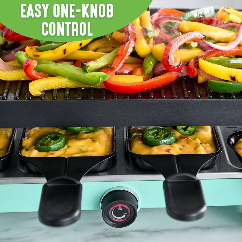 GreenLife Raclette Indoor Tabletop Grill, 2-in-1 Grill and Griddle