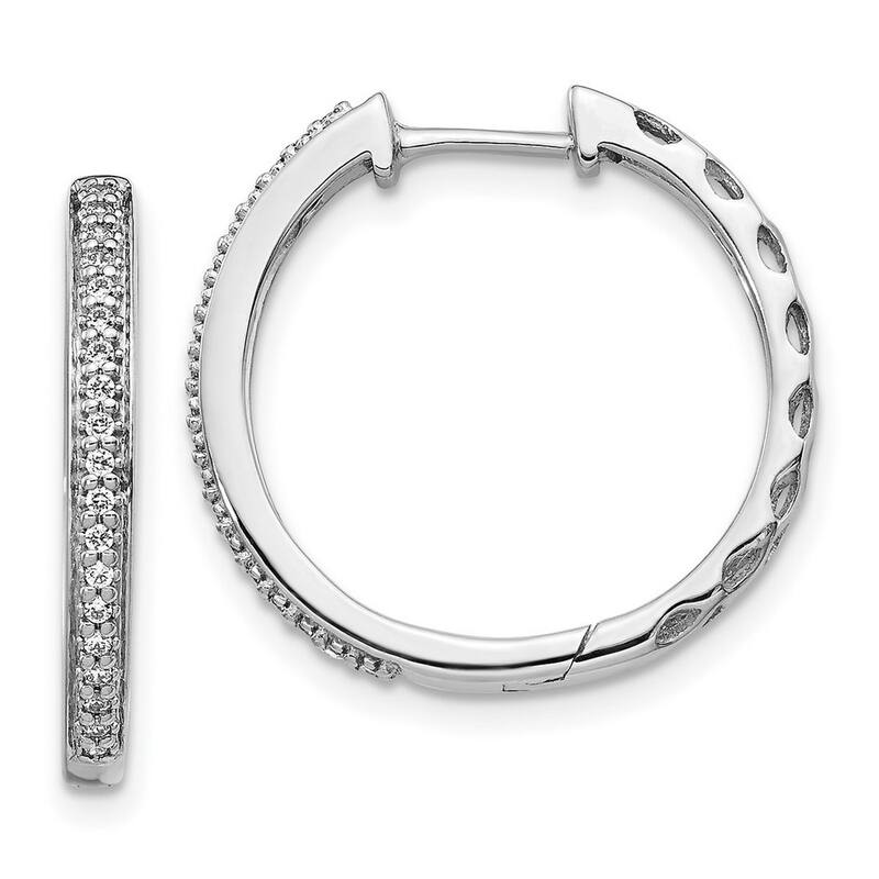 Curata 14k White Gold Diamond 2mm Hinged Hoop Earrings - 20x20mm Wide 2mm Thick