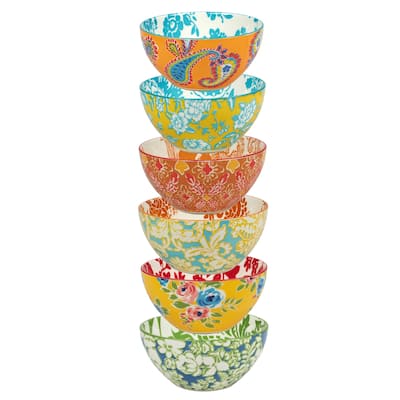 Certified International Damask Floral Assorted Designs All Purpose Bowls, Set of 6