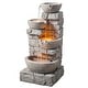 preview thumbnail 1 of 5, Teamson Home Outdoor Waterfall Fountain Cascading Bowls with LED Light - Grey