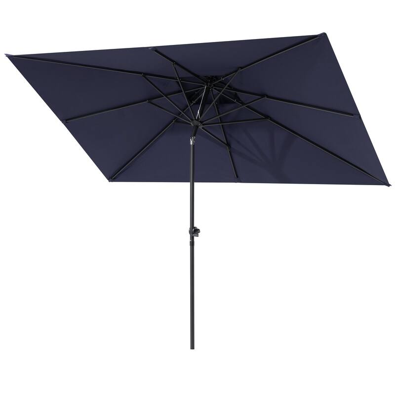 10 x 6.5 FT Rectangular Double Top Patio Market Umbrella with Tilt & Crank