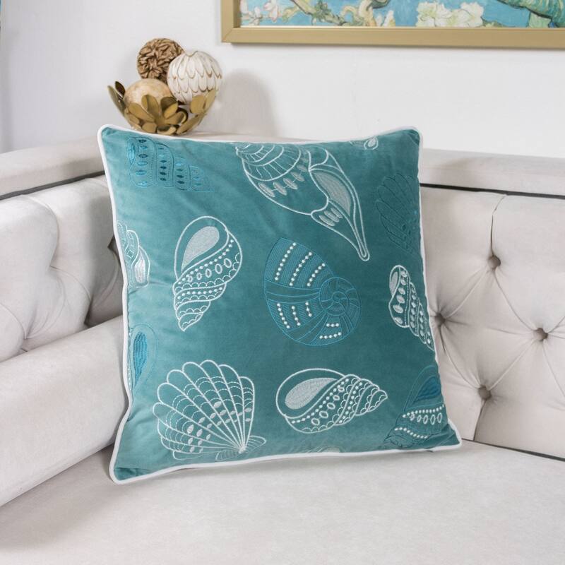 Seashell Print Throw Pillow Cover 20x20 Inches with Hidden Zipper