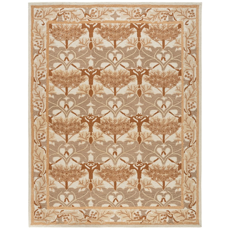 SAFAVIEH Handmade Earthly Treasure Kara Traditional Oriental Wool Rug - 9' x 12' - Ivory/Brown