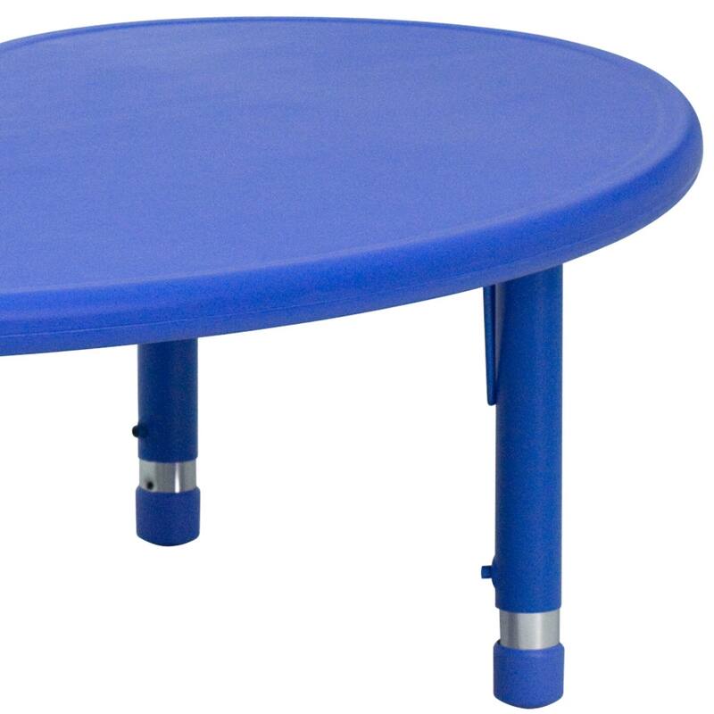 35"Wx65"L Half-Moon Plastic Adjustable Activity Table for 8 - 65"D x 35"W x 14.5" - 23.75"H