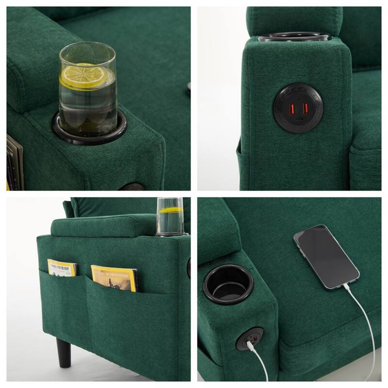 3 Seat L Shaped Sectional Sofa with Storage Ottoman and USB Port