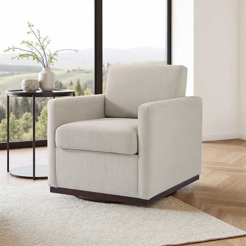 Chenille Leather Modern Swivel Accent Chair