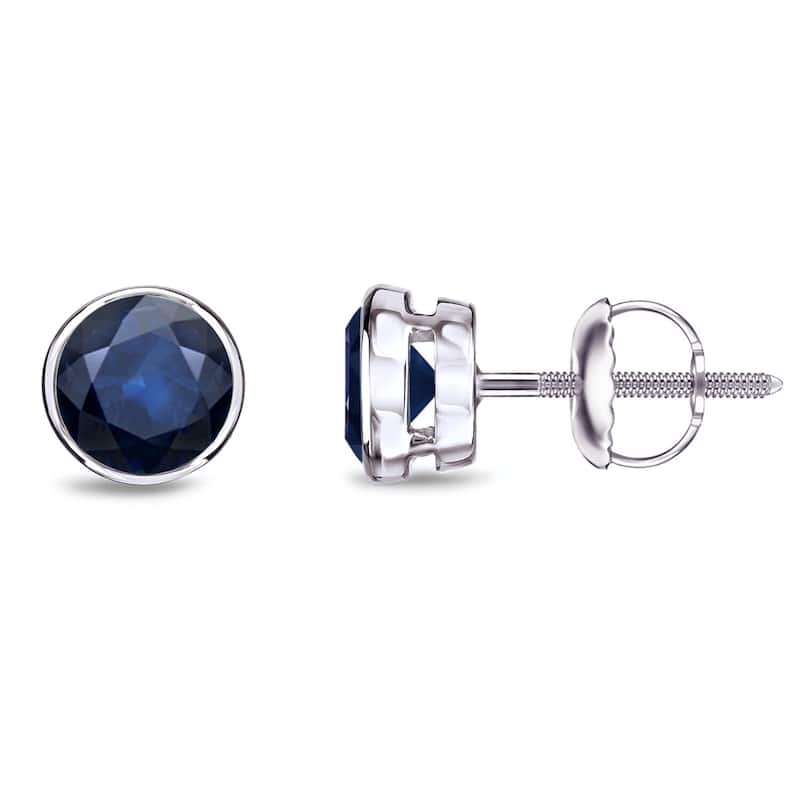 Auriya 14k Gold Bezel-set Sapphire Stud Earrings 3/4ctw - White